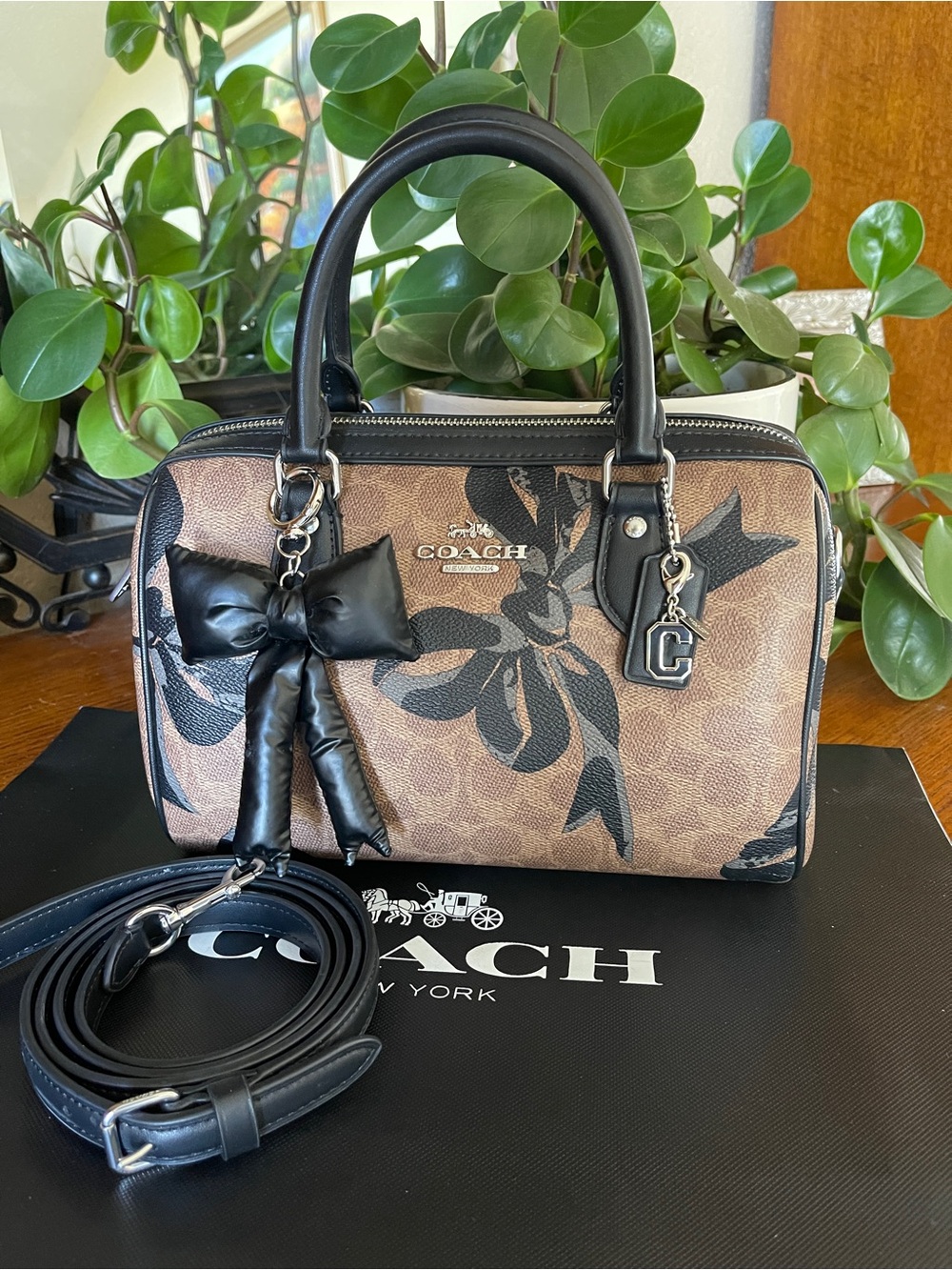 Coach Rowan Satchel Bag with NWOT Coach C Charm